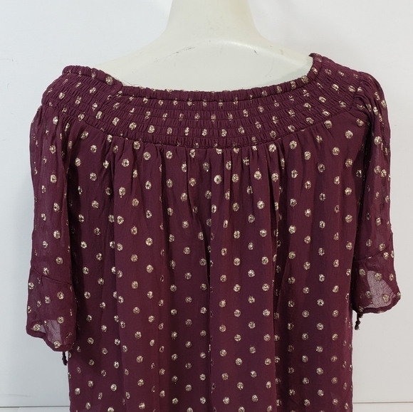 Abercrombie & Fitch Red/Gold Blouse - Picture 3 of 5